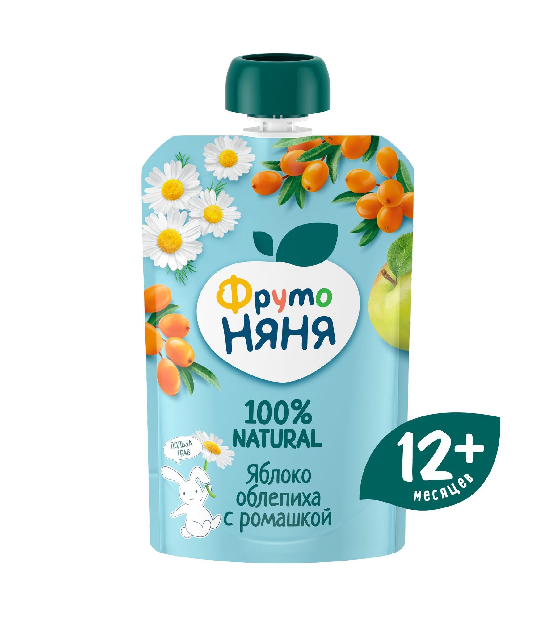 Пюре ФрутоНяня Яблоко-облепиха-ромашка с 12 мес 90 г - фото 1