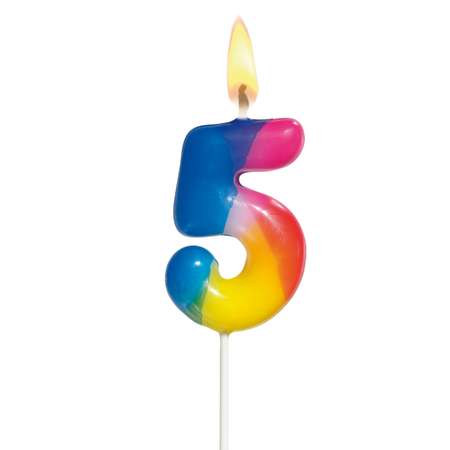 Свеча-цифра Herlitz Торжество Радужная 5 5см 11348398