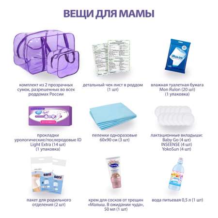 Готовая сумка в роддом Хорошая Мама Универсальная 2 в 1 фиолетовая тонированная