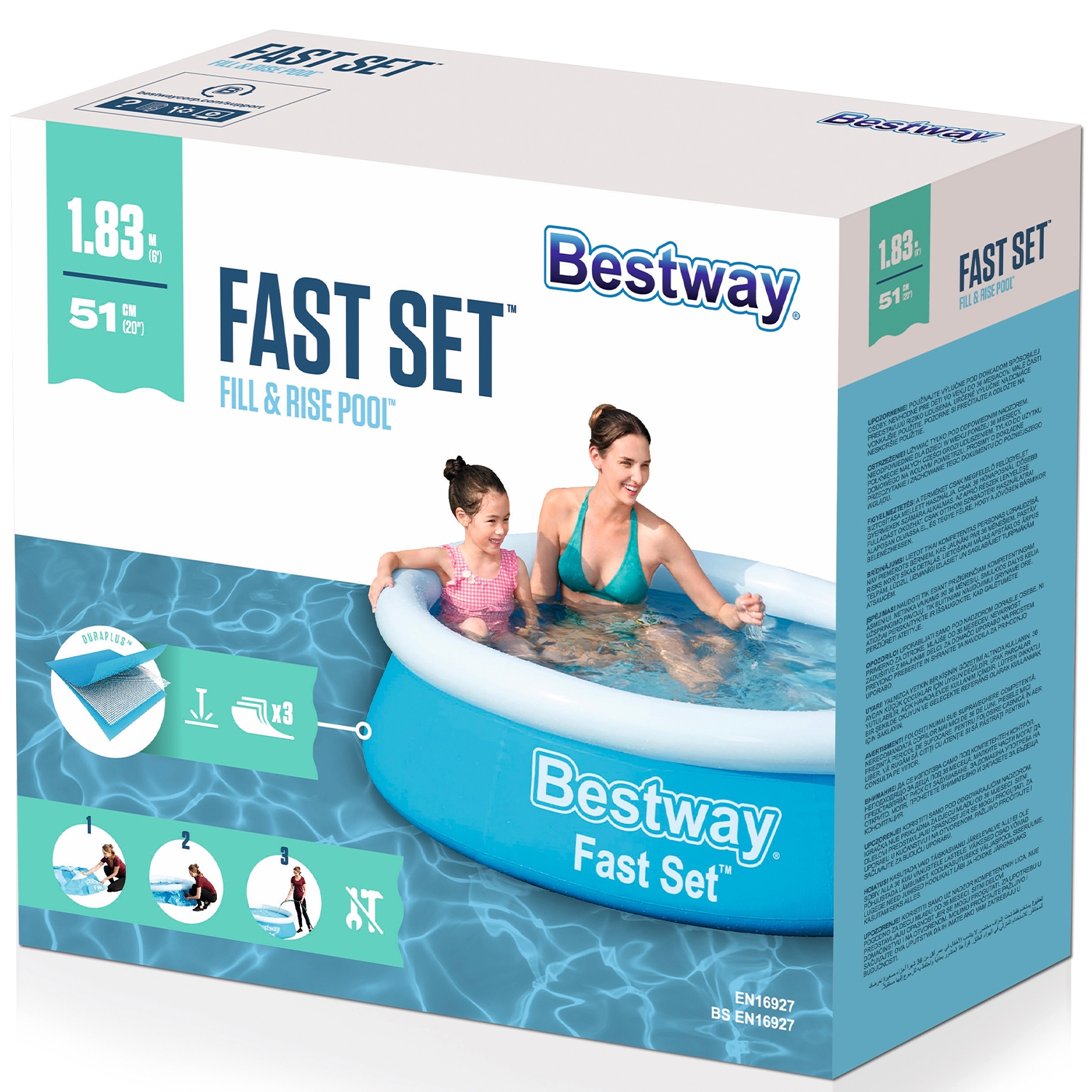 Бассейн с надувным бортом Bestway Голубой 183 х 51 см 940 л - фото 4