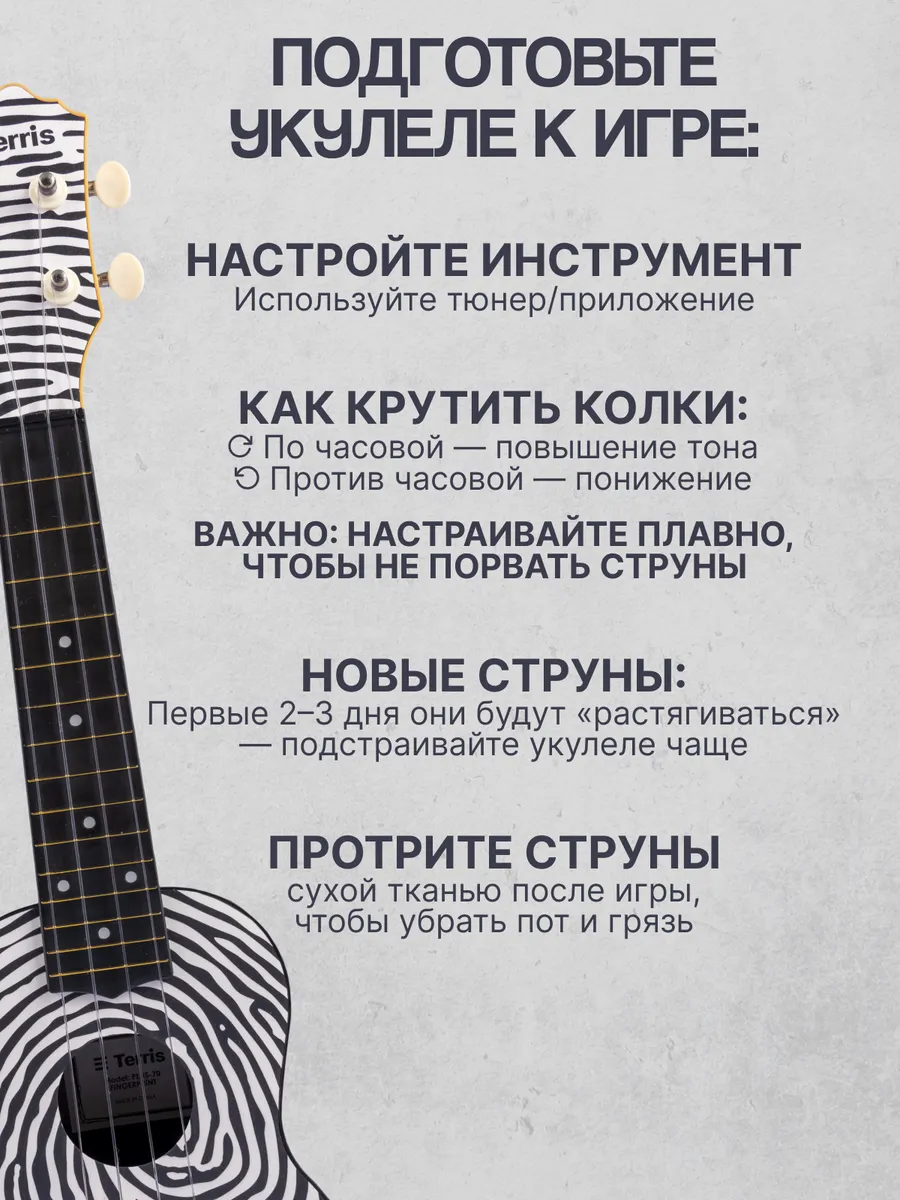 Игрушка музыкальная Terris PLUS-70 FINGERPRINT укулеле - фото 4