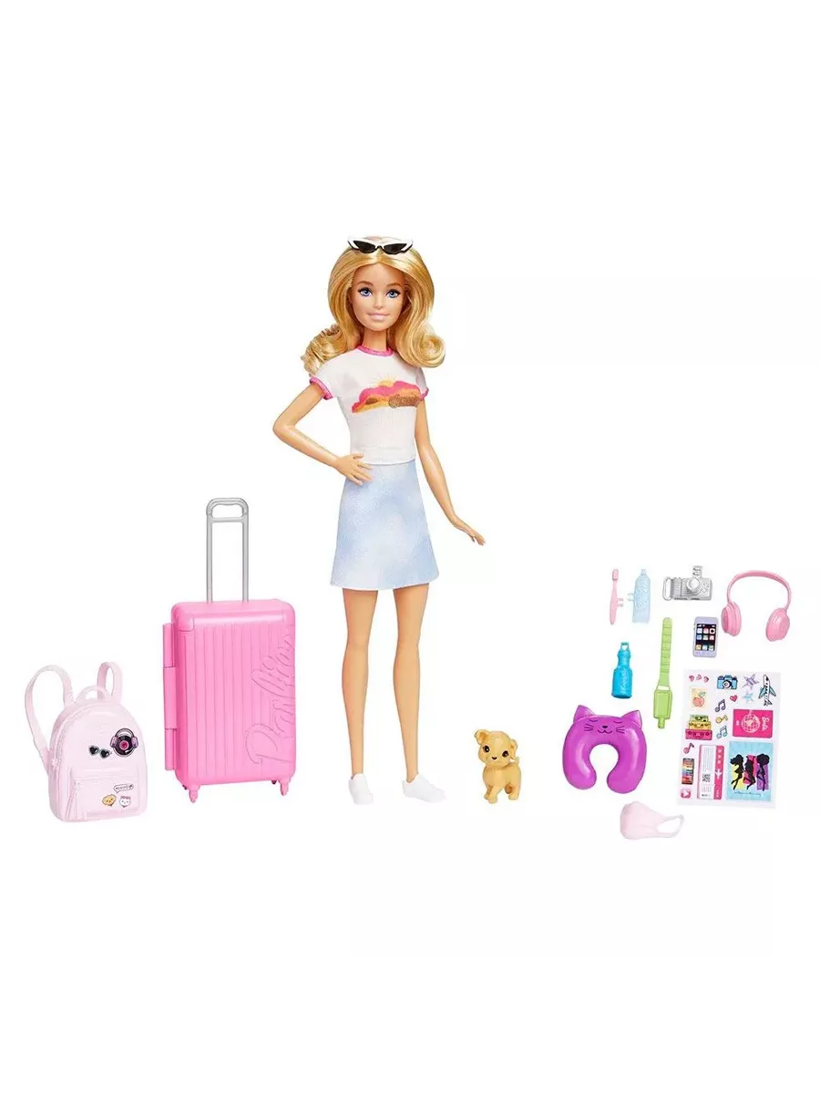 Кукла модельная Barbie Дорожный набор со Щенком 113079 - фото 2