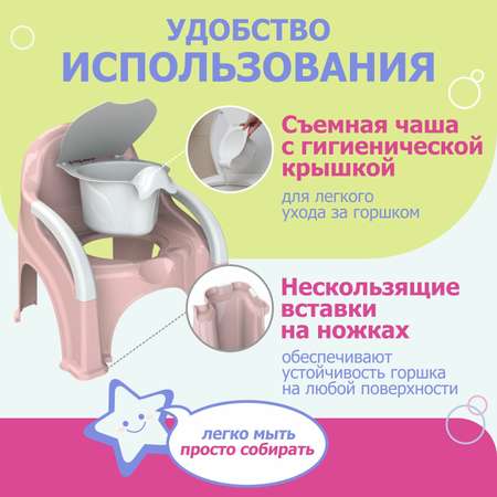 Горшок детский BeBest Great розовый с белой крышкой
