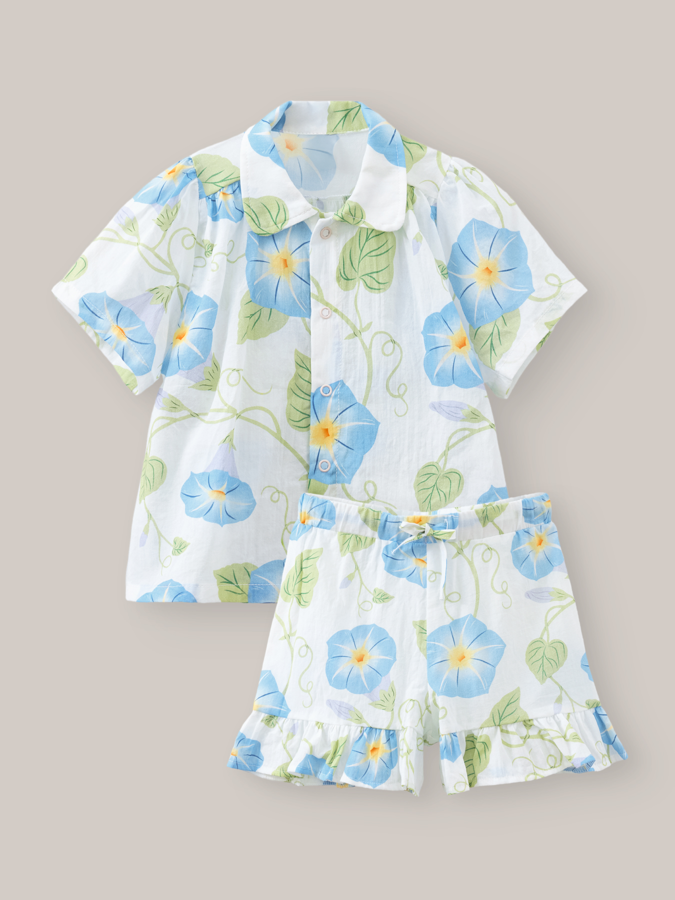 Рубашка и шорты Happy Baby 88265-1_milky-blue(flowers) - фото 1