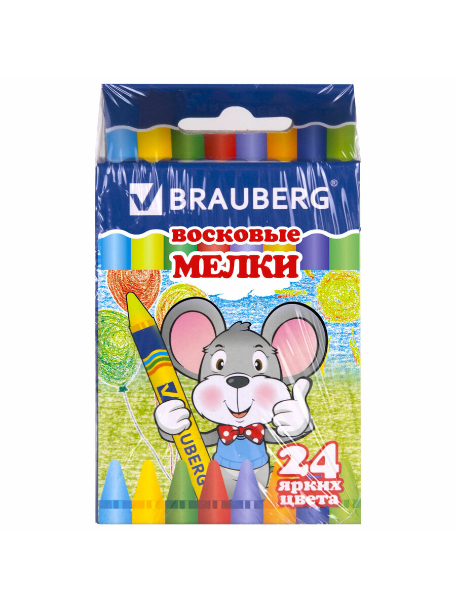 Восковые мелки Brauberg 24 шт. - фото 14
