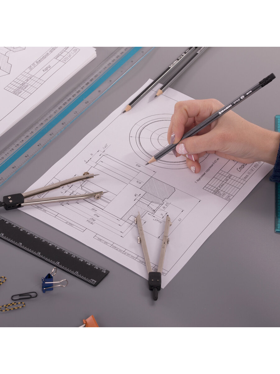 Карандаши чернографитные Brauberg 12 шт. - фото 14