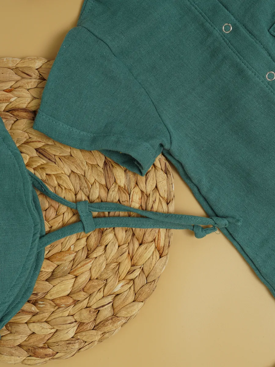 Песочник с панамкой Супер Пупс кос/мусл/хаки - фото 20