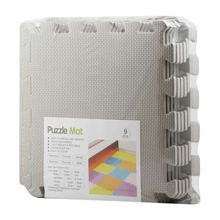 Коврик пазл детский WellMat Серый 30x30x1 см 9 шт. с окантовкой игровой развивающий для ползания