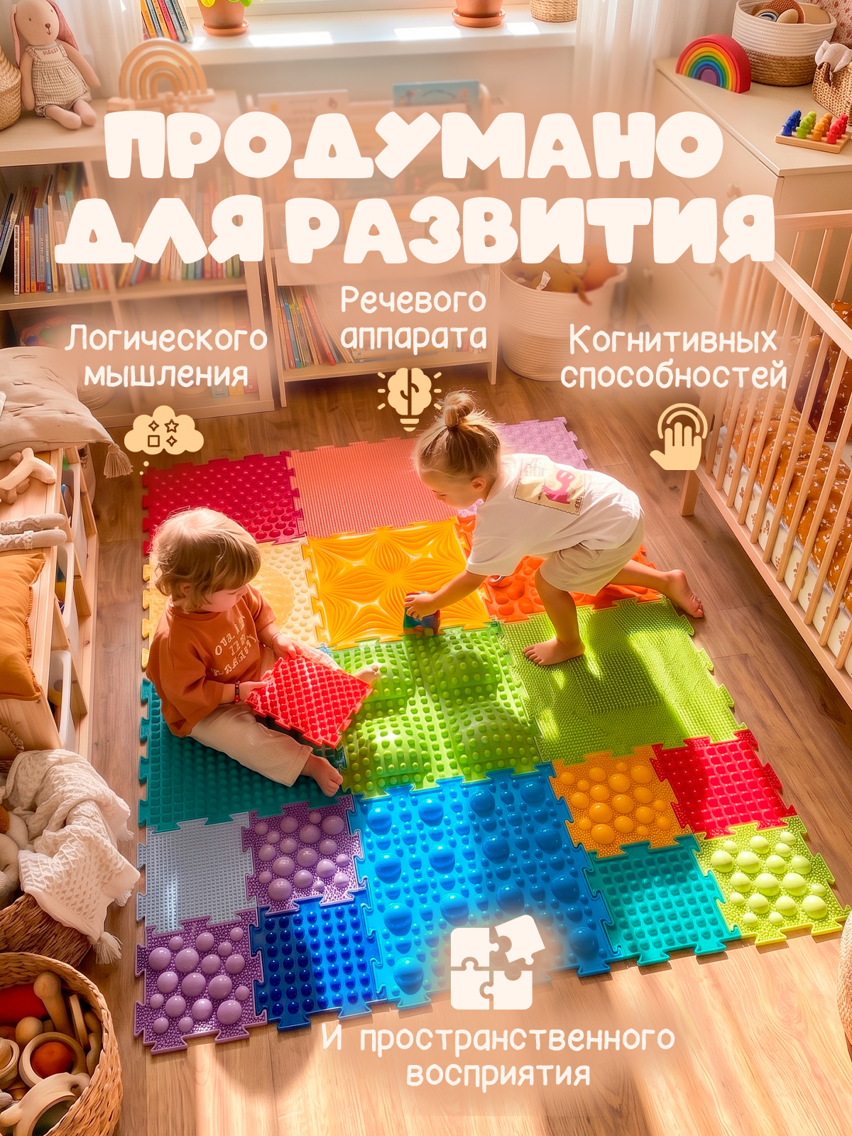 Коврик-пазл Ортодон массажный развивающий детский 26 x 300 см - фото 12