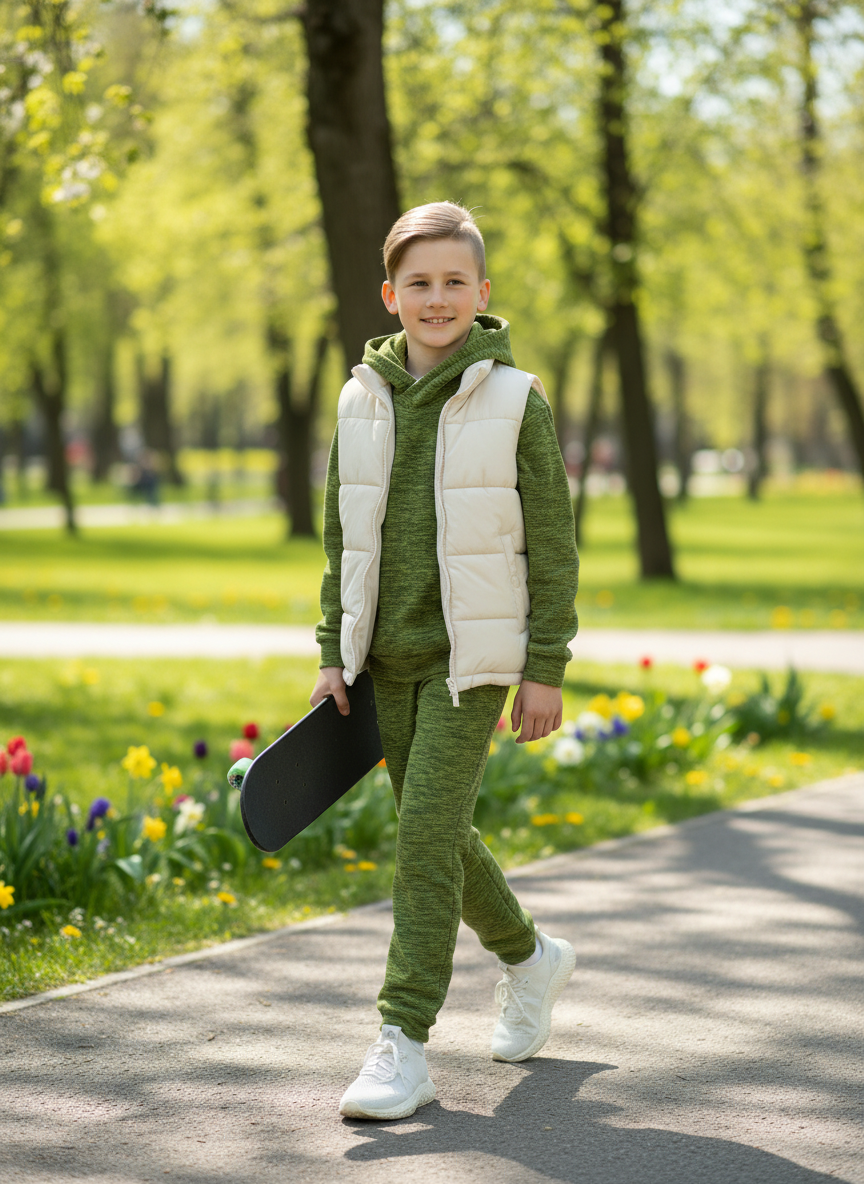 Худи и брюки Утенок 7043кт салат - фото 2