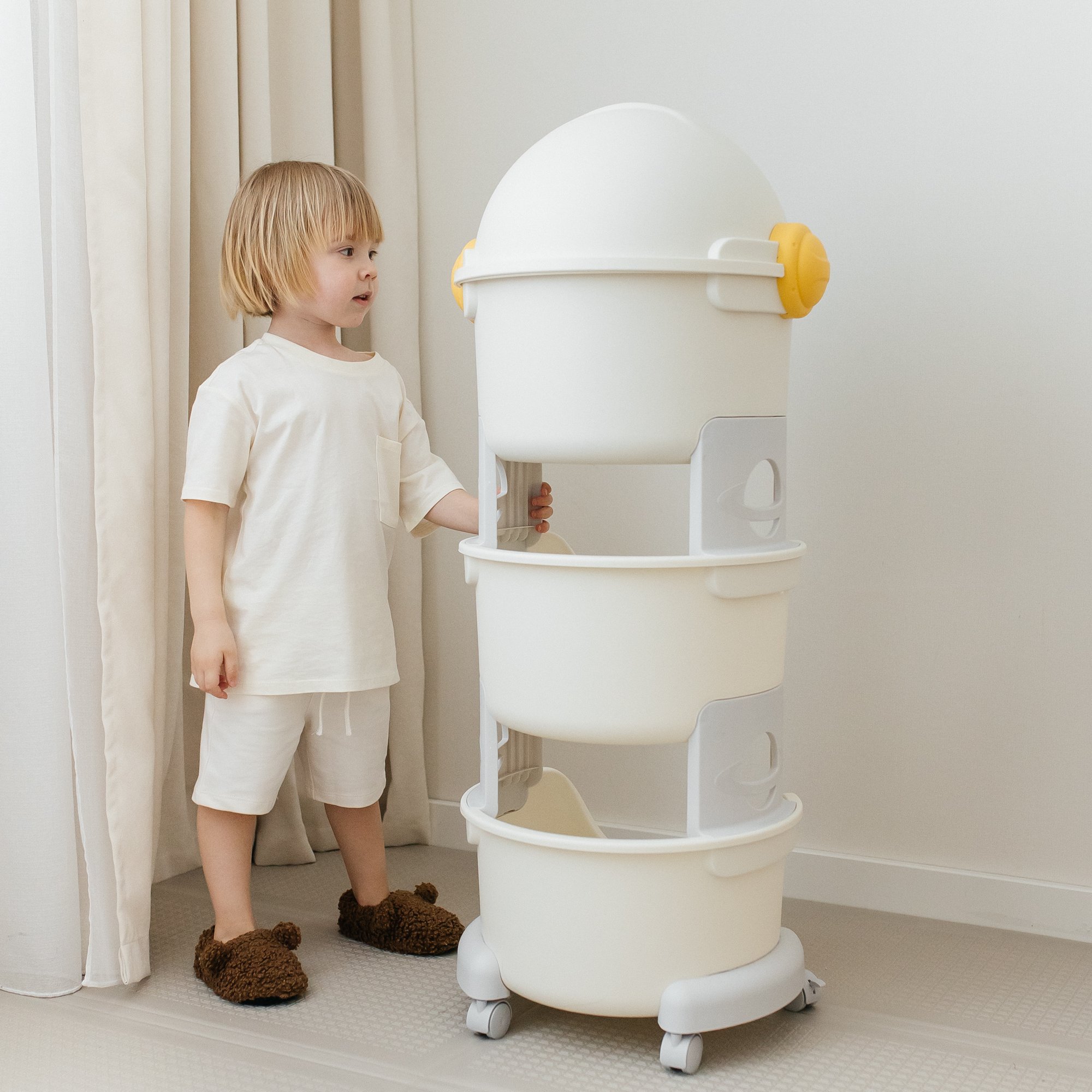 Стеллаж UNIX Kids Cosmo 3 levels Grey на колесиках - фото 13