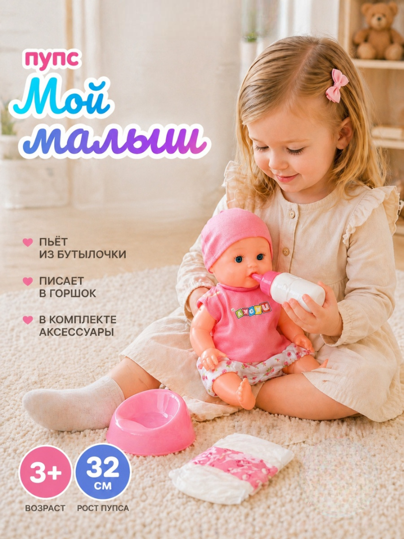 Изображение товара Кукла пупс Ангелочек Sima-Land с функциями, звуковыми эффектами и аксессуарами