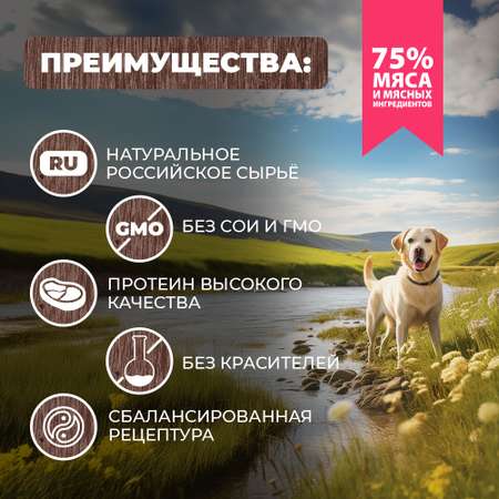 Корм для собак Родные корма теленок с рисом по-кубански 970г