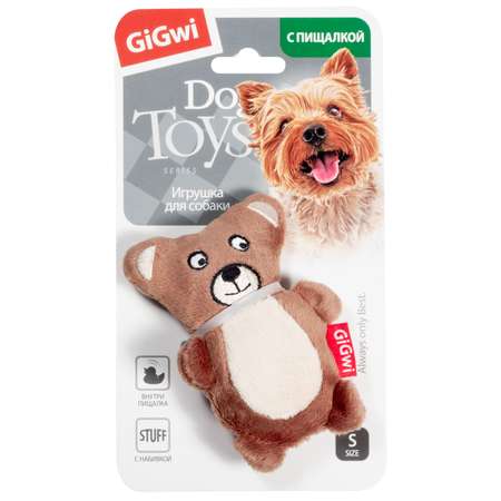 Игрушка для собак GiGwi Plush Friendz Мишка с пищалкой 9см 75023