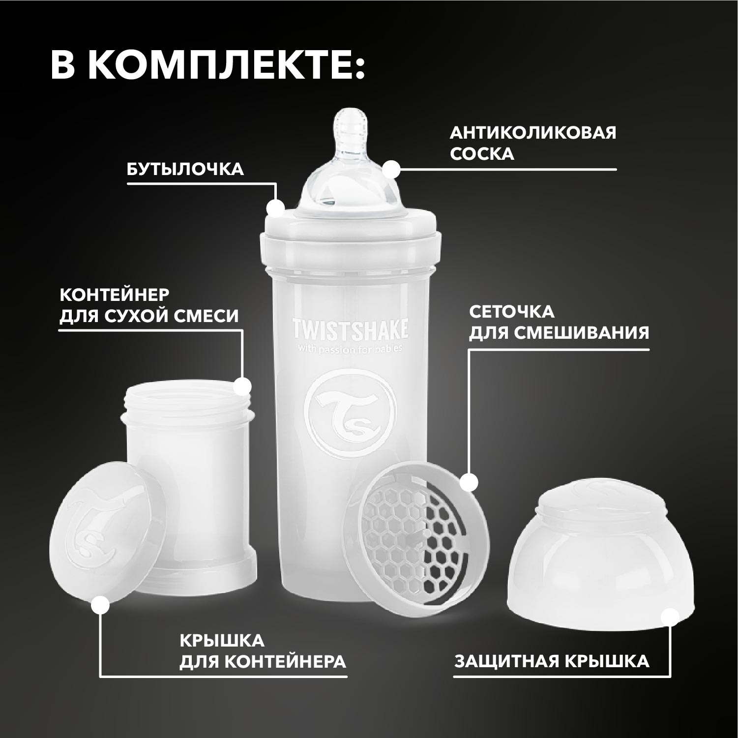 Бутылочка Twistshake Anti-Colic 260 мл 1 шт. - фото 2