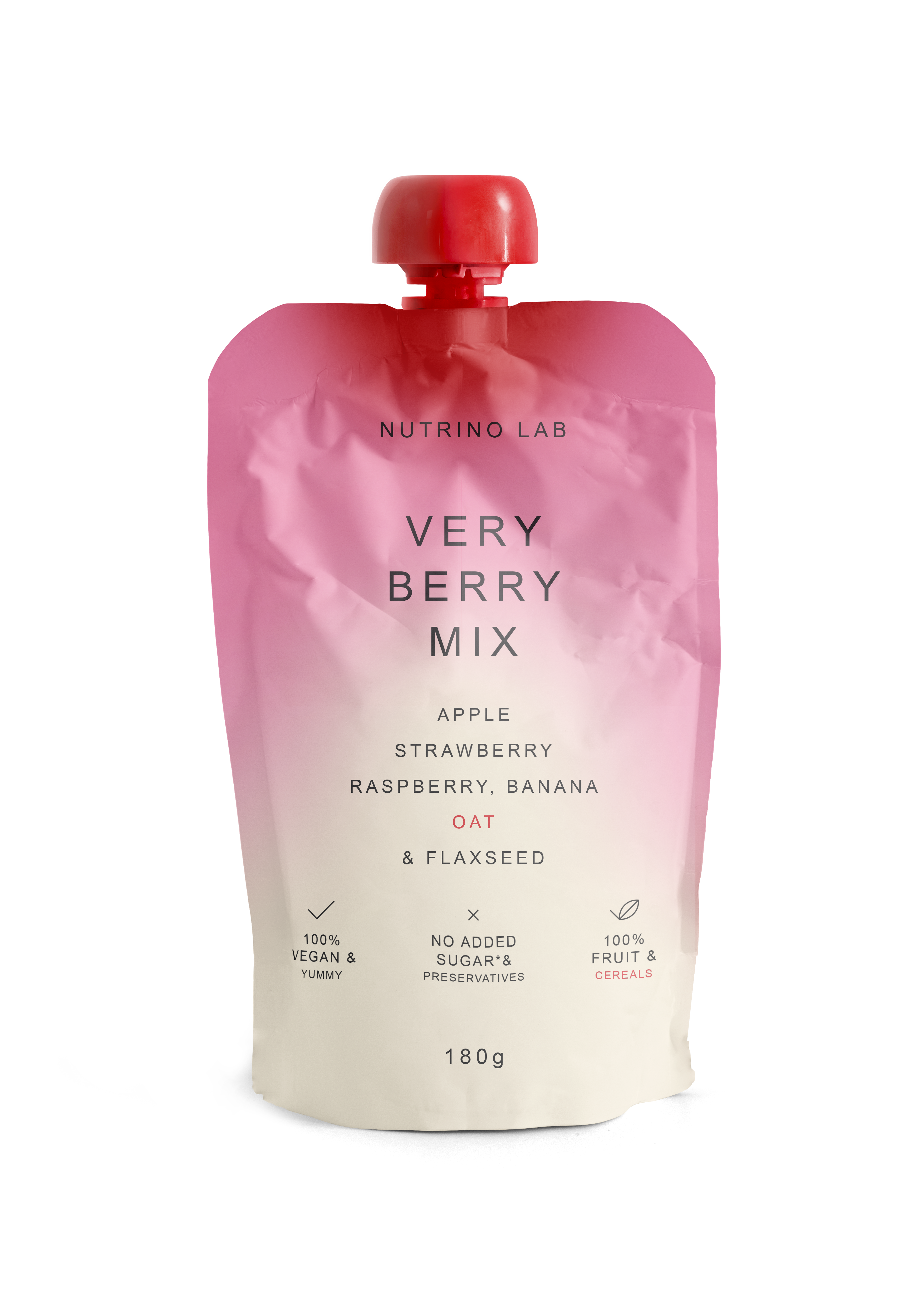 Пюре Nutrino Lab Яблоко, клубника, малина, банан, овсянка, лён с 3 лет 180 г - фото 1