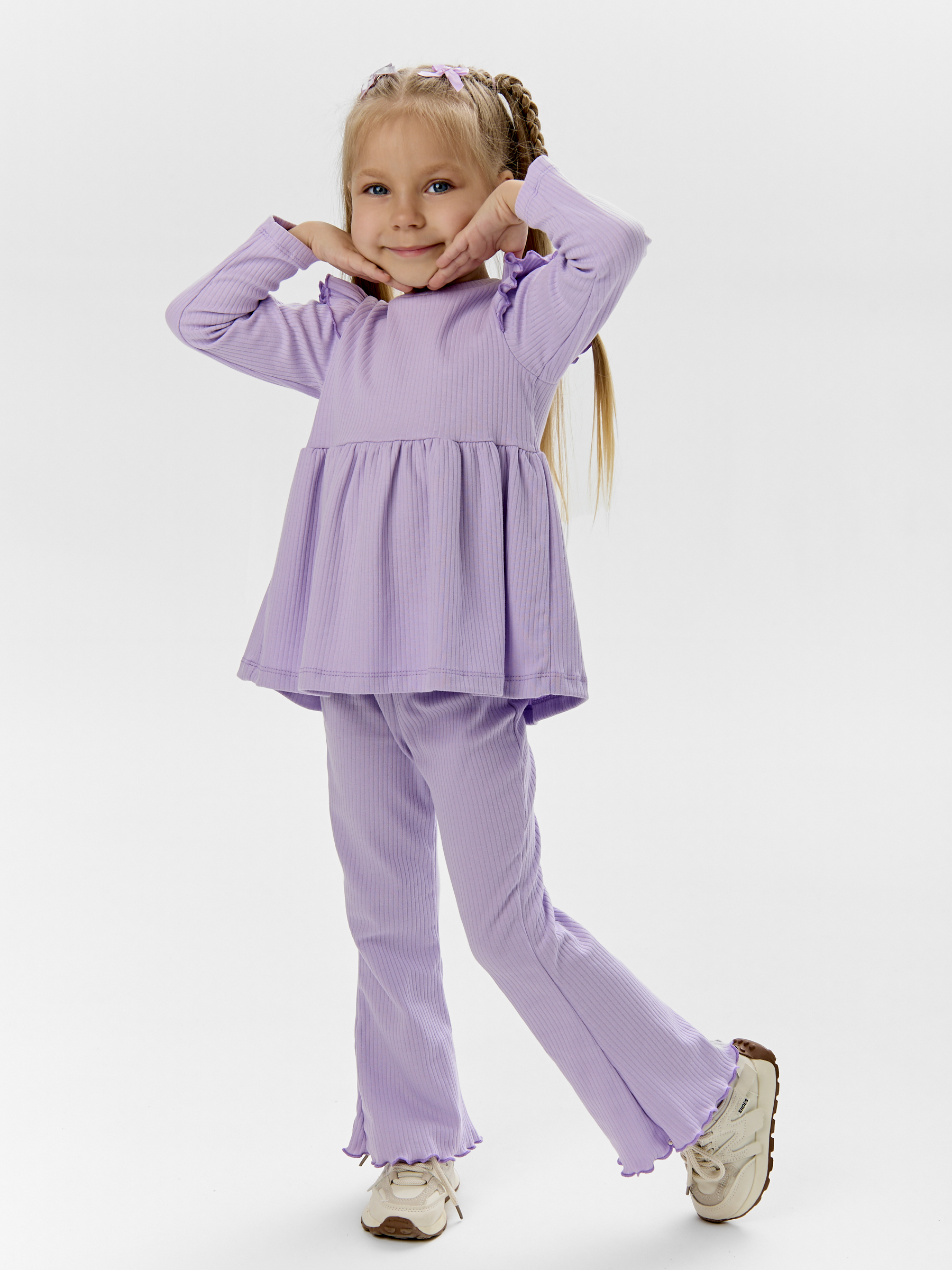 Лонгслив и брюки LEVAKIDS костюм_ласточка_сирень - фото 1