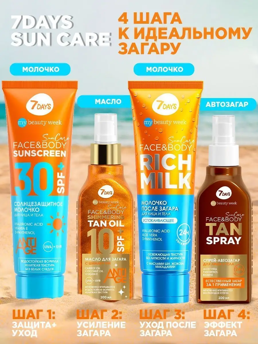 Масло 7DAYS солнцезащитное для загара SPF 200 мл - фото 10