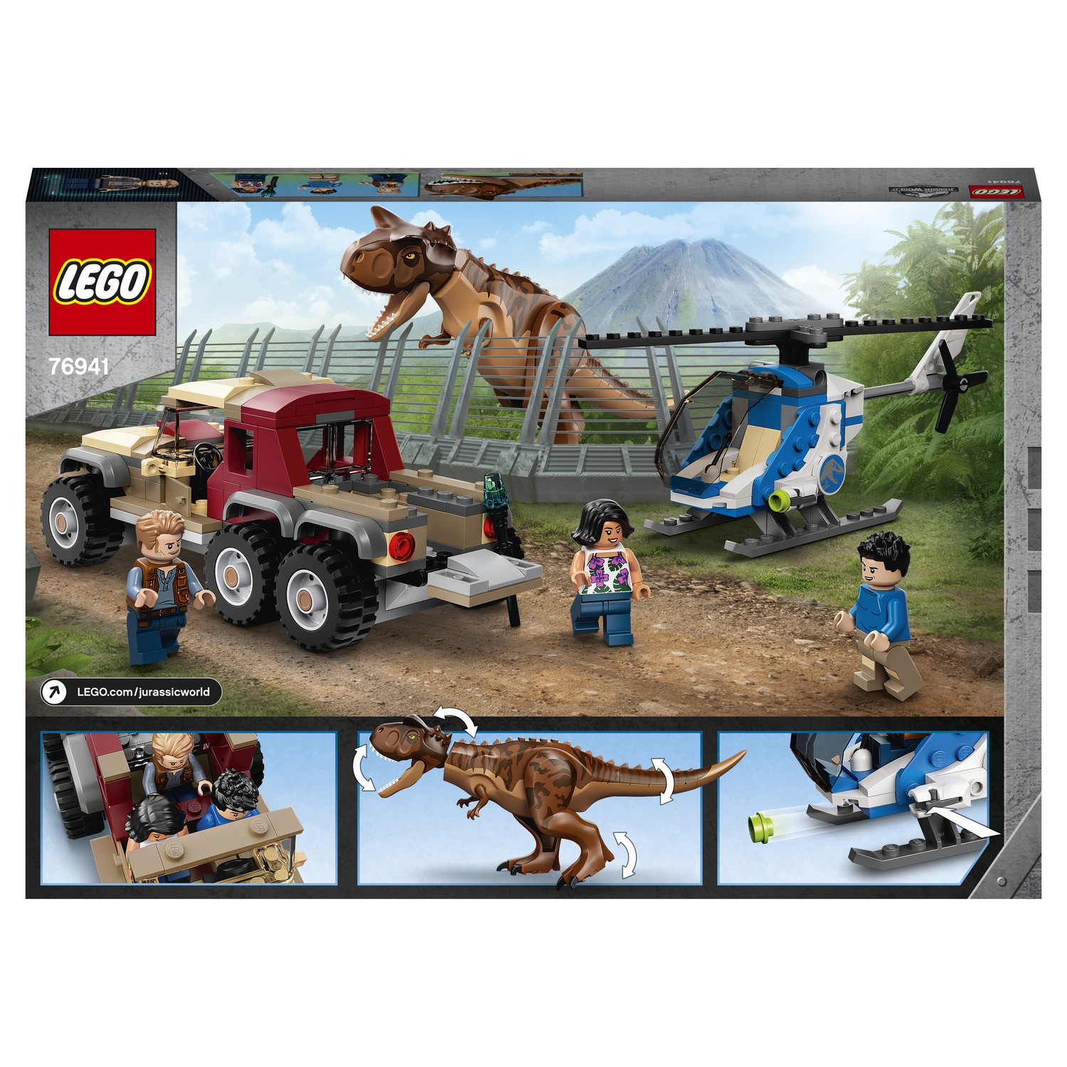 Конструктор LEGO Jurassic World Погоня за Карнотавром блочный - фото 3