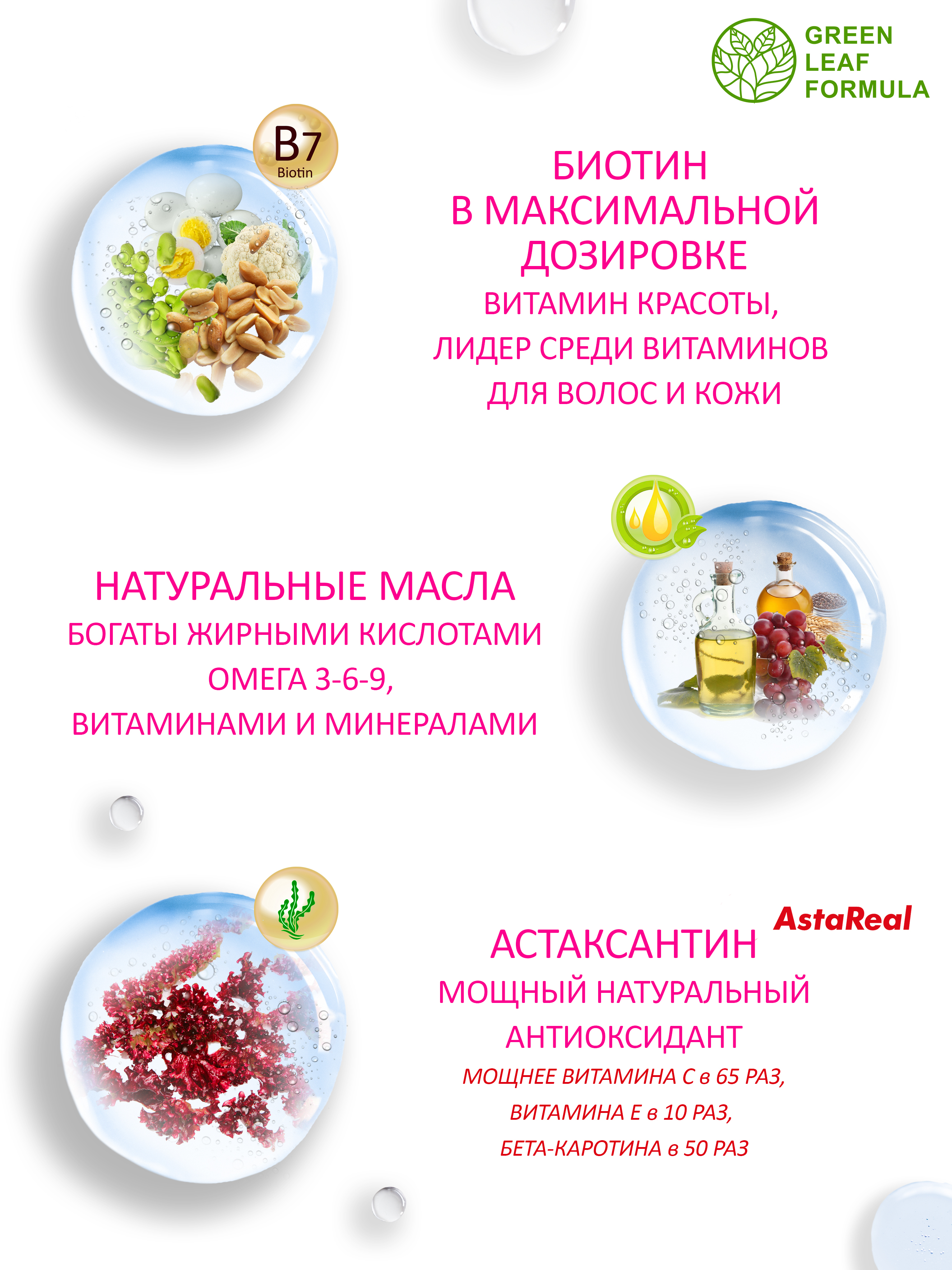 Комплекс витаминов для женщин Green Leaf Formula биотин витамины для кожи волос ногтей 790 мг 30 капсул - фото 5