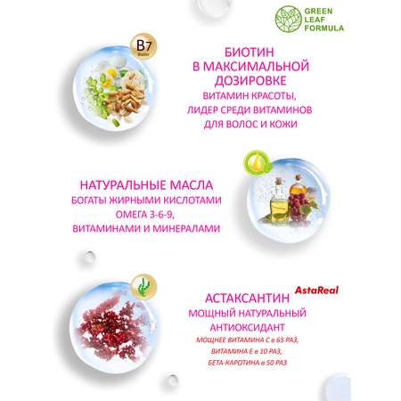 Комплекс витаминов для женщин Green Leaf Formula биотин витамины для кожи волос ногтей 790 мг 30 капсул