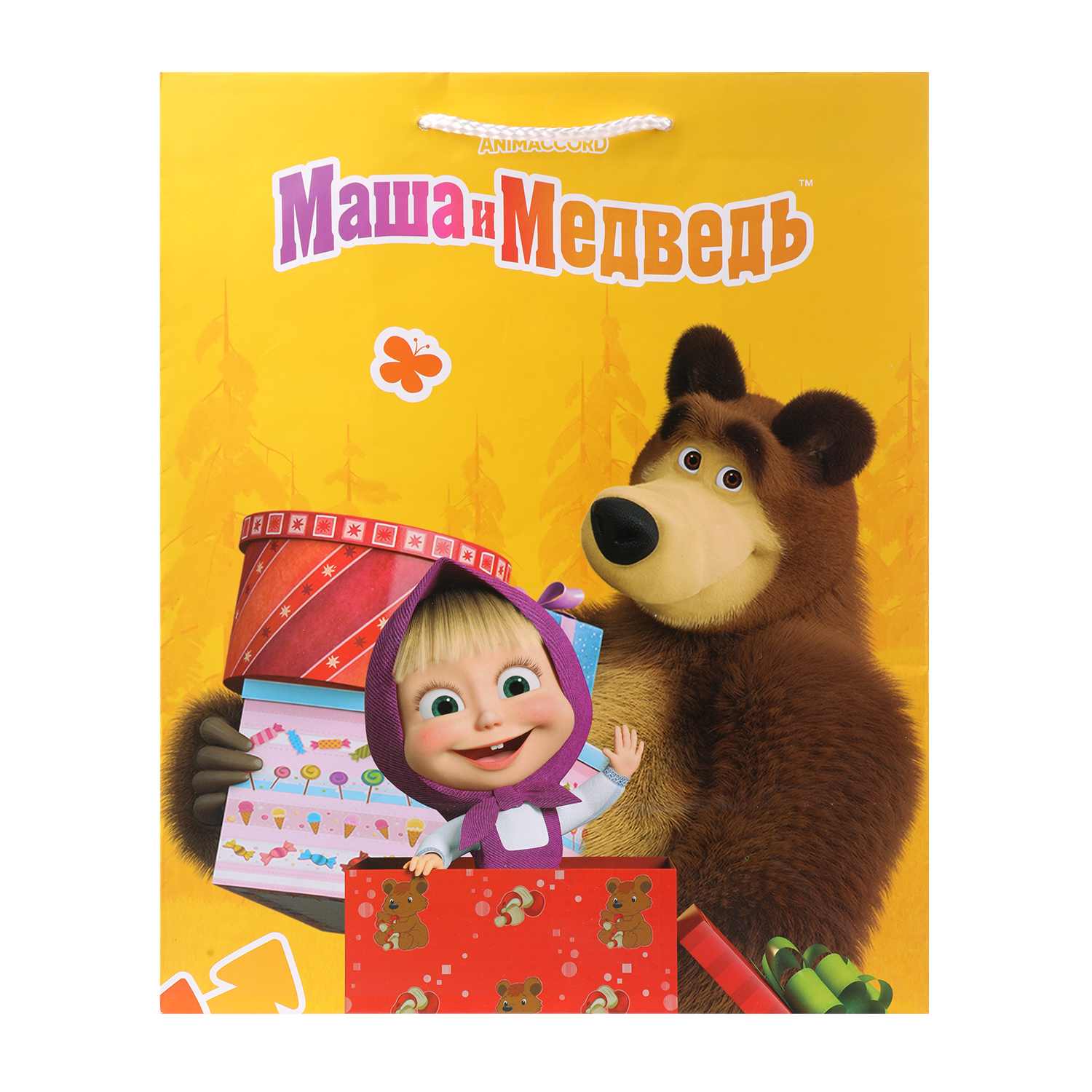 Пакет Чудо Праздник Маша и Медведь Матовый 26*32*14см 393082 - фото 2