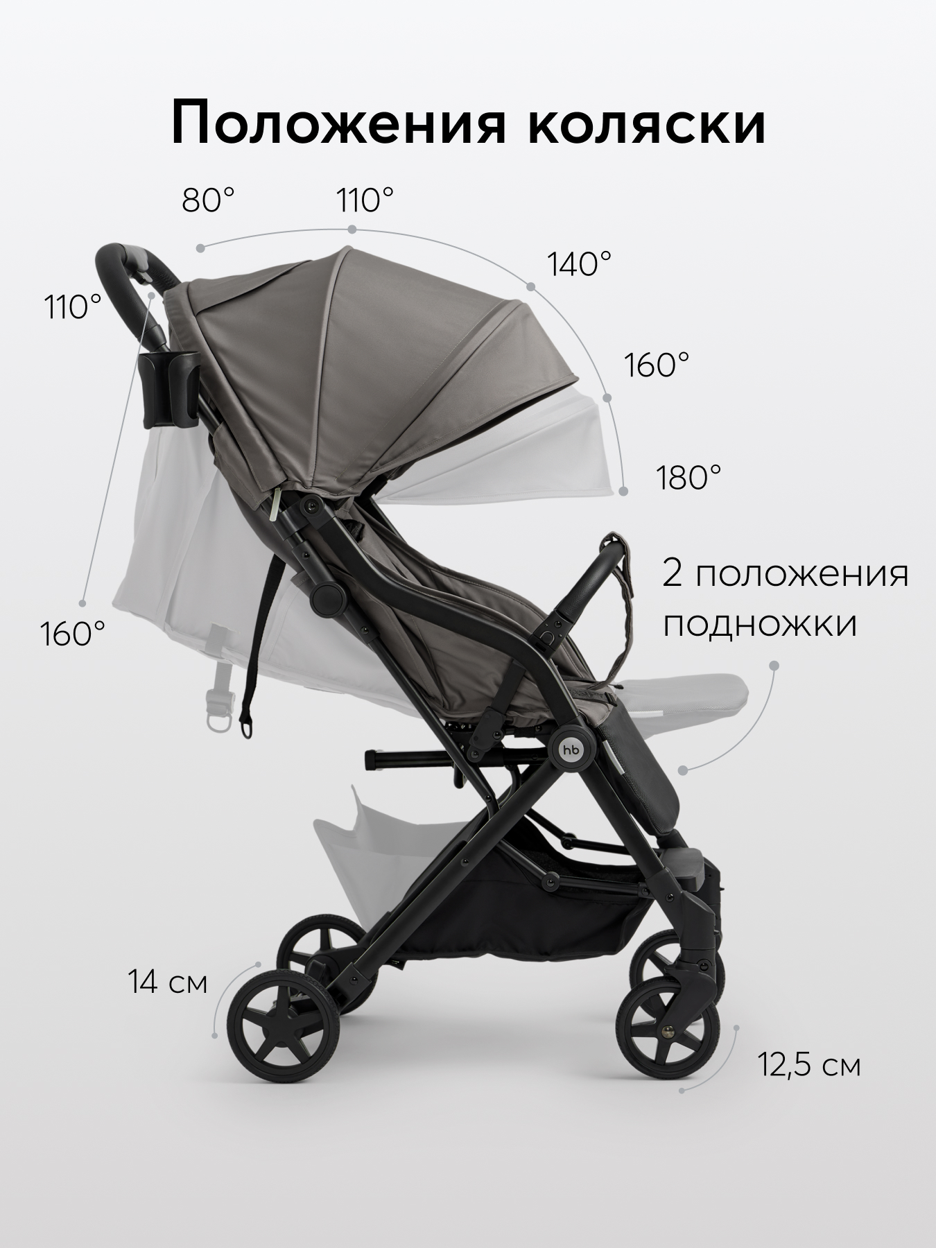 Коляска прогулочная Happy Baby Umma серый - фото 12