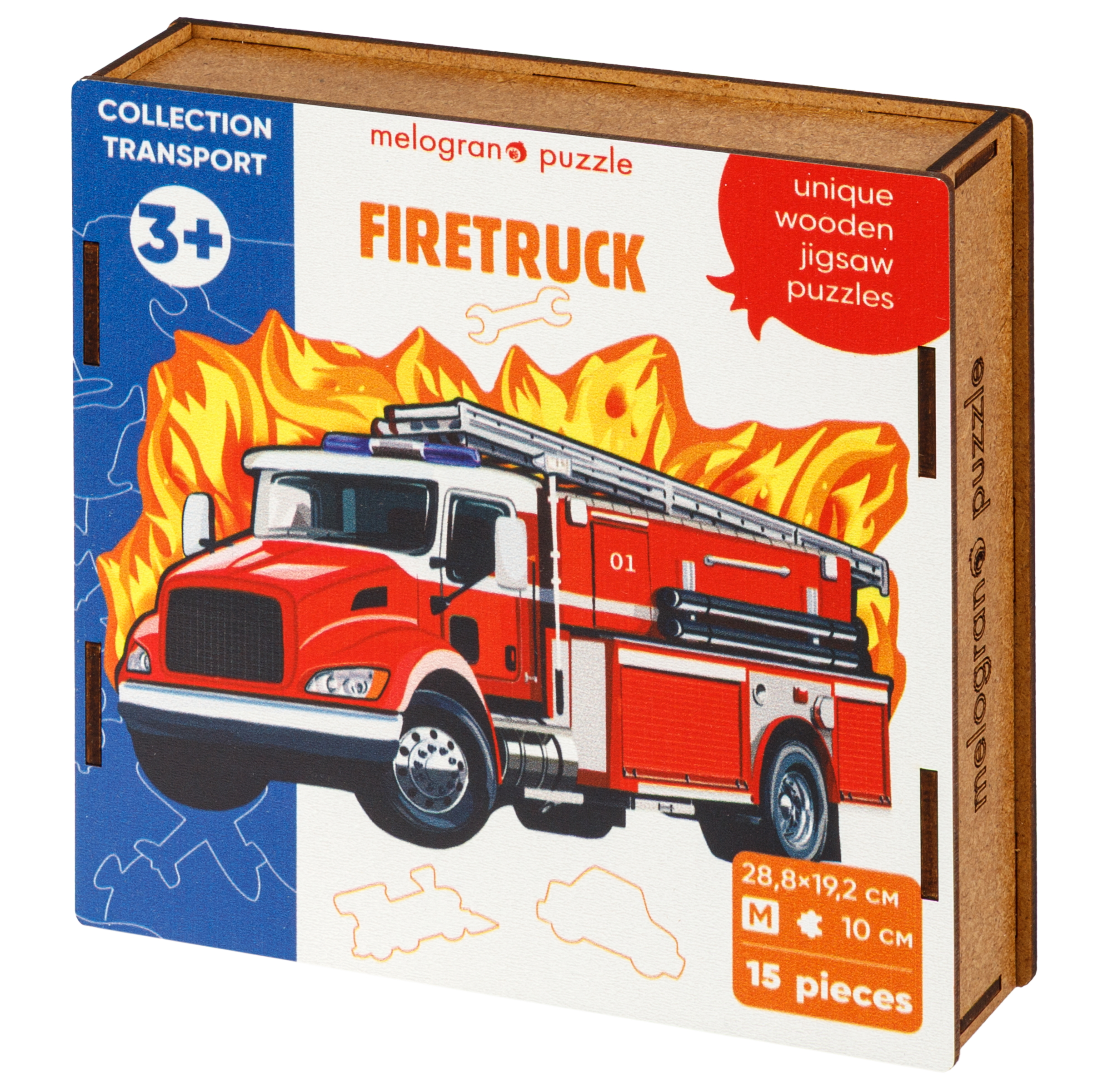 Пазл 1TOY Пожарная машина 15 деталей деревянный - фото 6