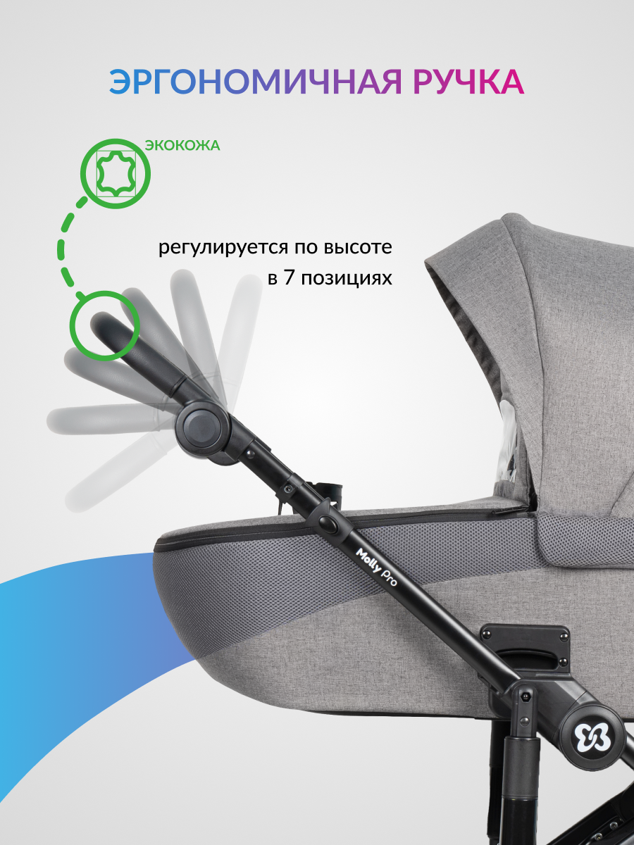 Коляска 3в1 Farfello Molly Pro серый - фото 10