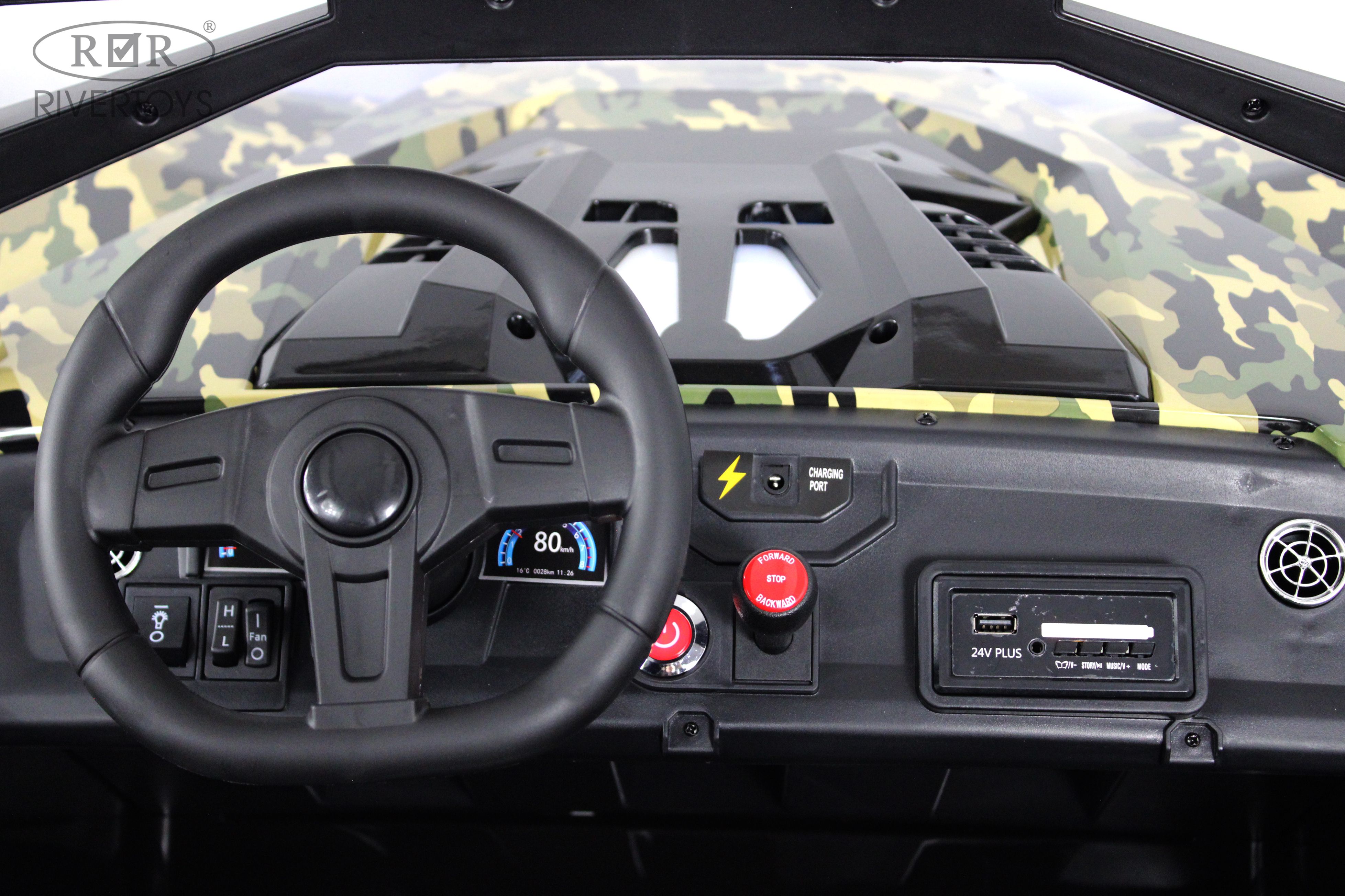 Электромобиль RIVERTOYS A707AA-LUX-NEW-GREEN-CAMOUF С пультом ДУ - фото 25