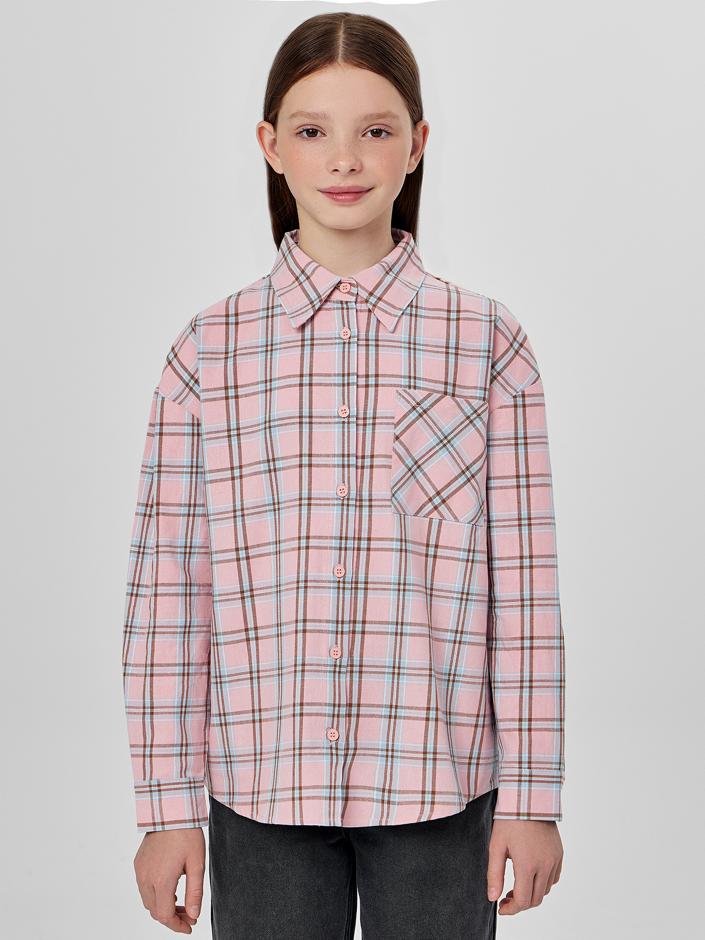 Рубашка Mark Formelle (Марк Формэль) 127981/голубая и розовая клетка - фото 1