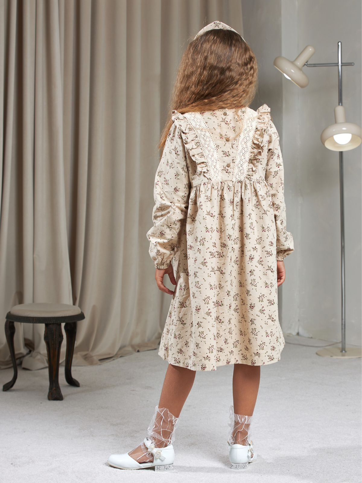 Платье MOUN платье_фланель/кружево_букет/беж - фото 3