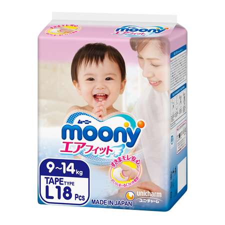 Подгузники Moony L (9-14 кг) 18 шт.