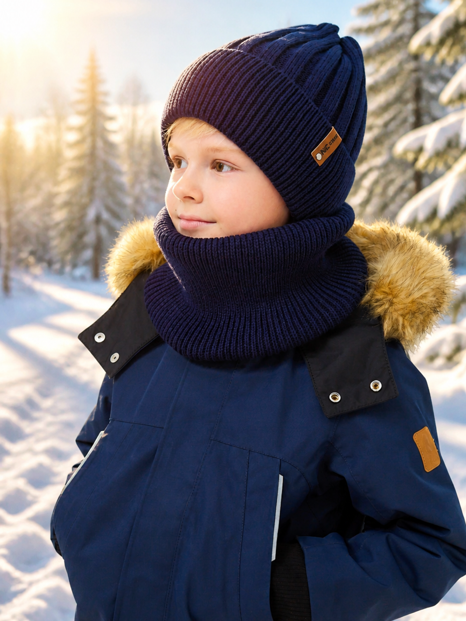 Шапка и снуд NYCkids NYC-H-54-WIDEstr-Dblue - фото 4