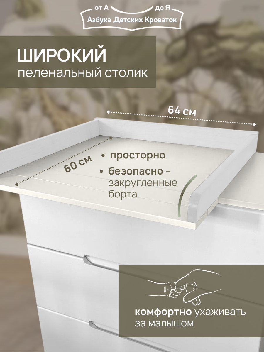 Комод пеленальный Азбука Кроваток Аврора белый - фото 5