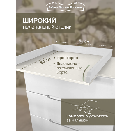 Комод пеленальный Азбука Кроваток Аврора белый