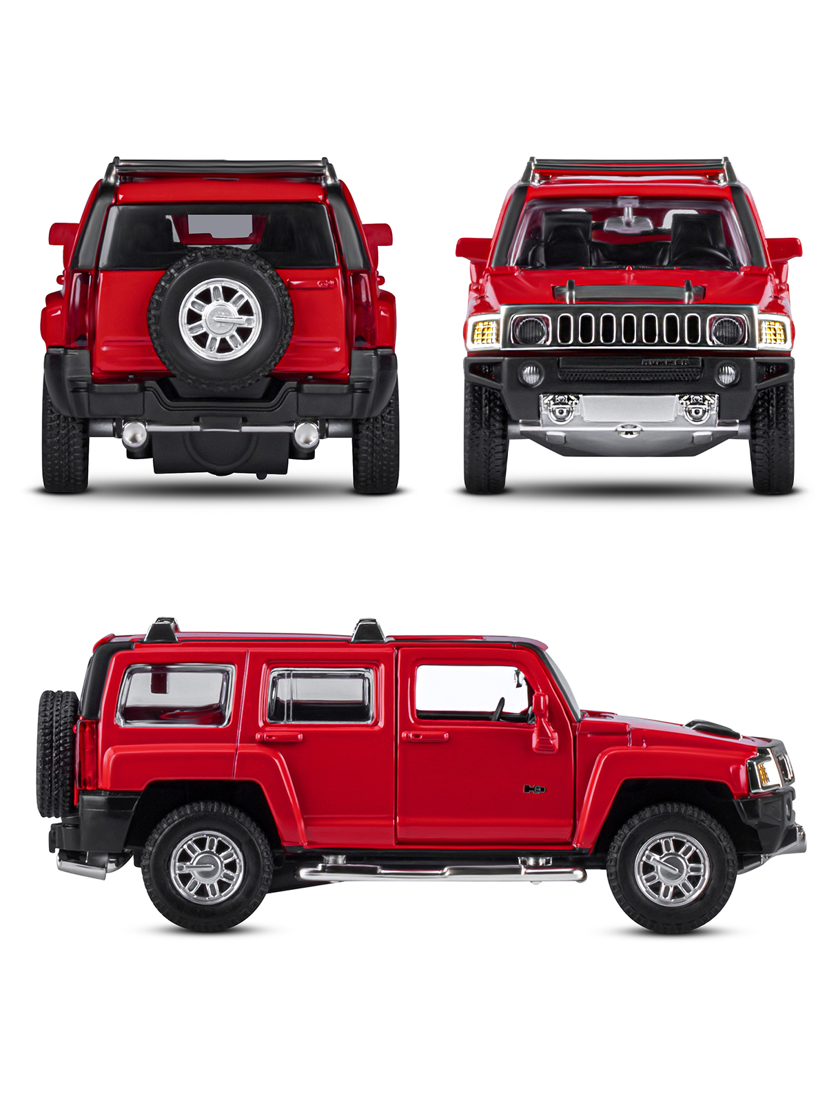 Внедорожник АВТОпанорама Hummer H3 1:32 красный JB1251293 - фото 6