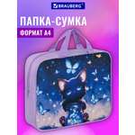 Папка для труда Brauberg кот с бабочками А4