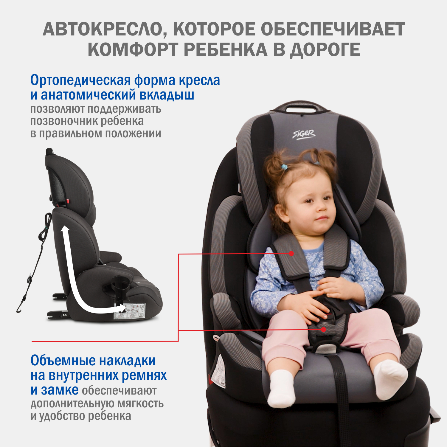 Автокресло SIGER Siger Стар Isofix Lux Isofix 1/2/3 (9-36 кг) - фото 11