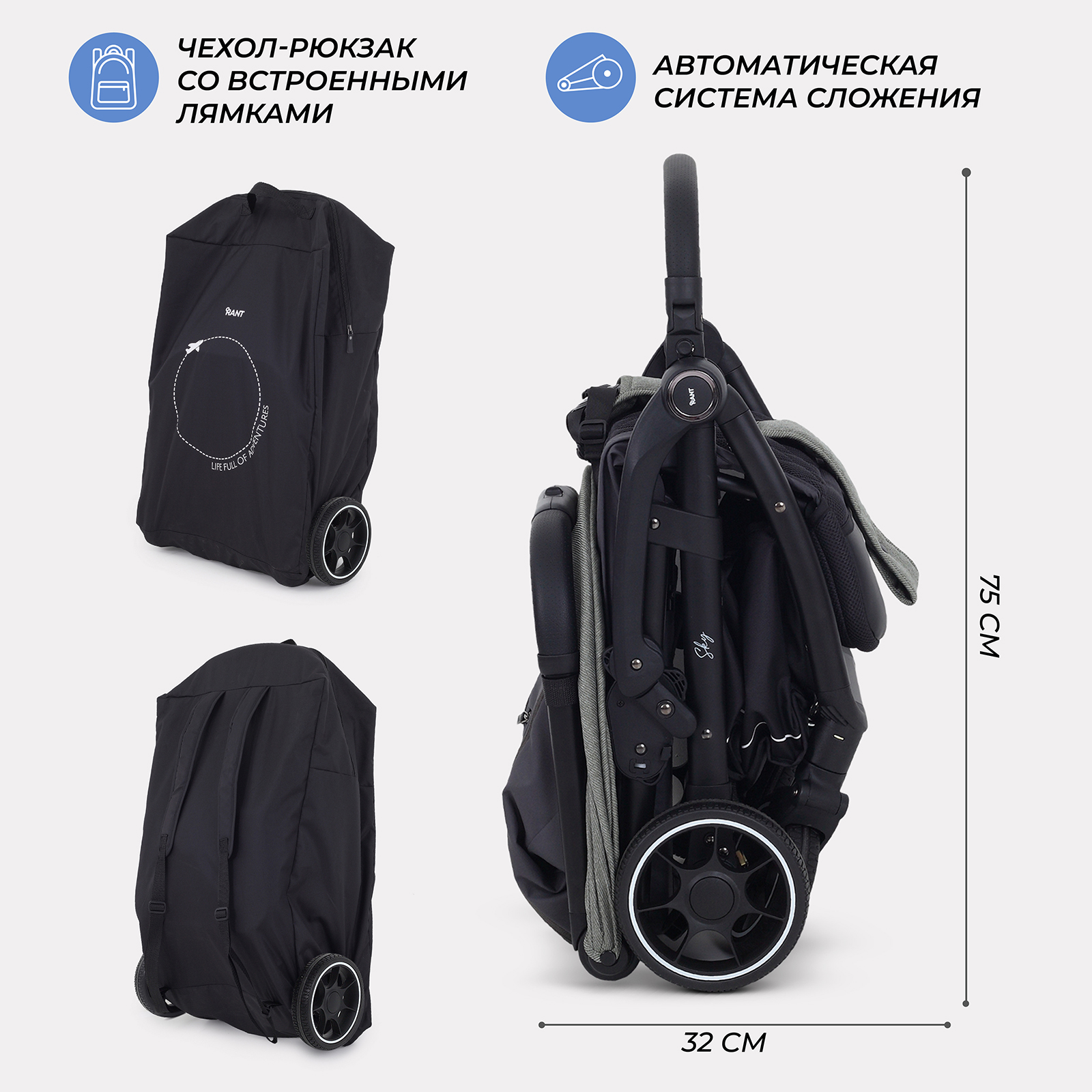 Коляска прогулочная Rant SKY хаки - фото 8