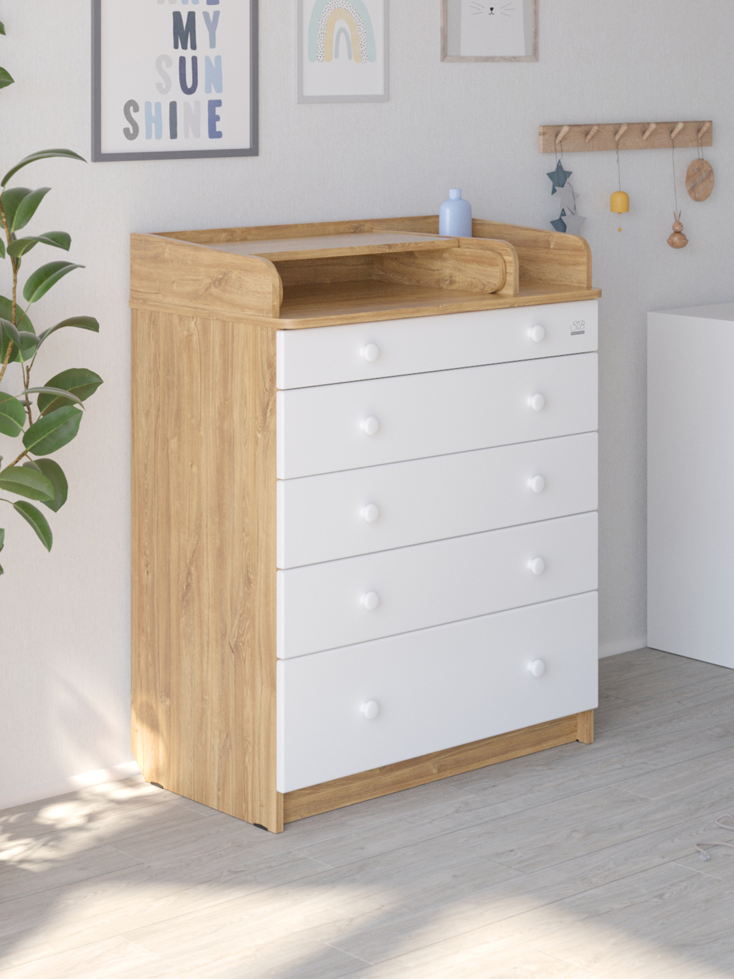 Комод пеленальный Sweet Baby Marsala (дуб, белый) - фото 8
