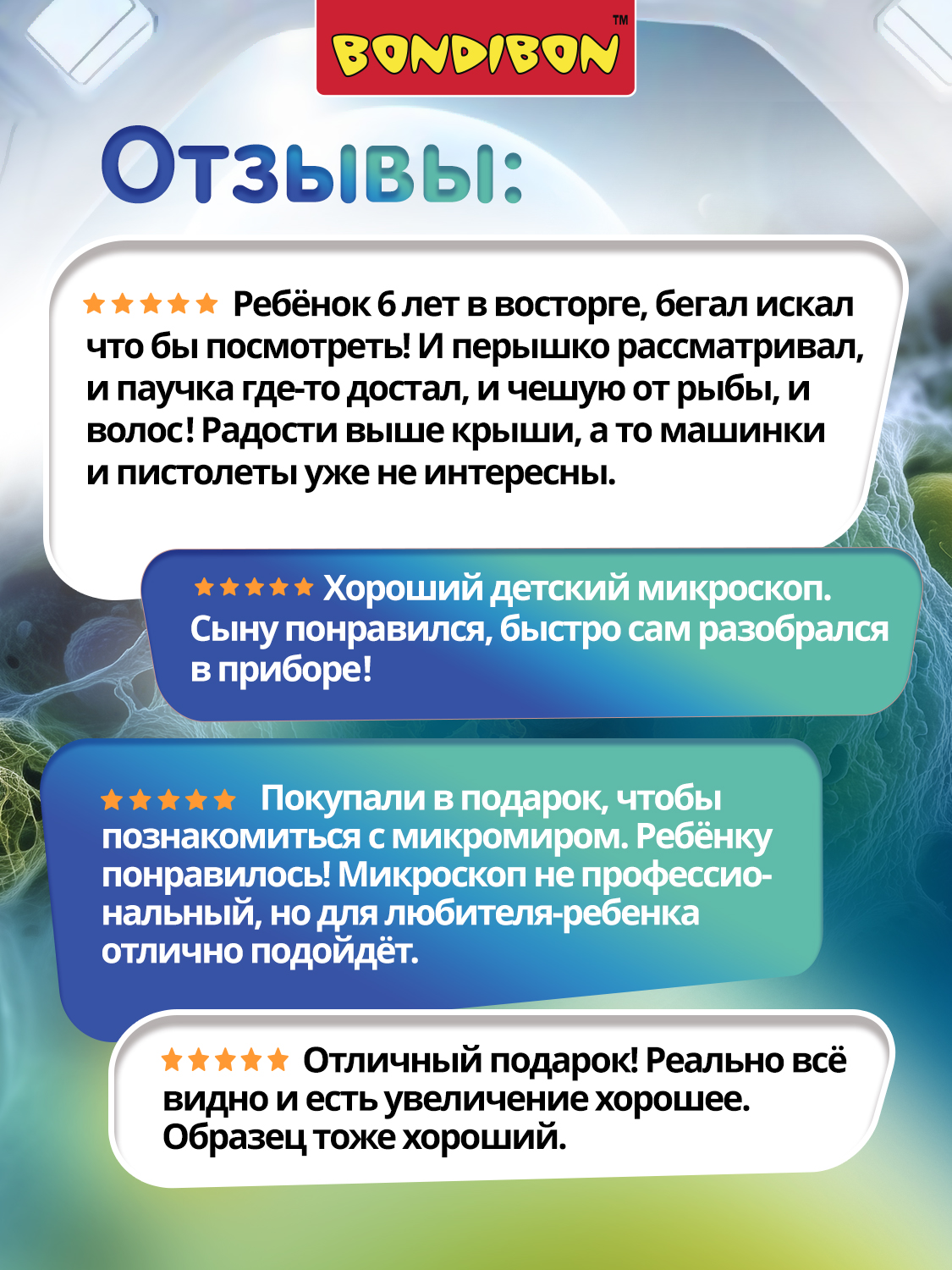 Микроскоп Bondibon 100Х 400Х 1200Х с подсветкой - фото 12