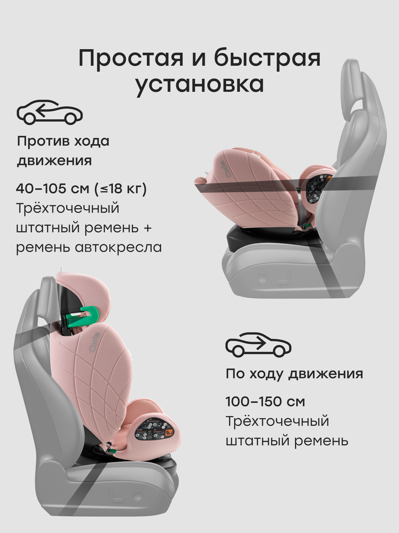 Автокресло Happy Baby Oxis 0+/1/2/3 (0-36 кг) розовый - фото 6