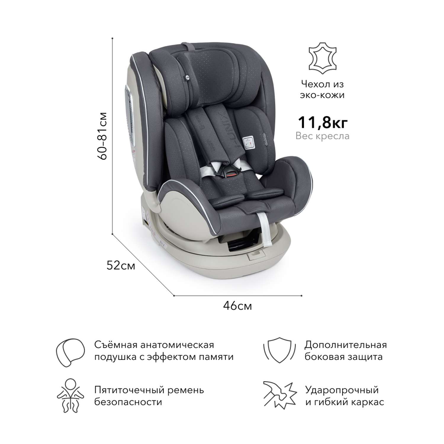 Автокресло Happy Baby I-Unix Isofix 0+/1/2/3 (0-36 кг) - фото 14