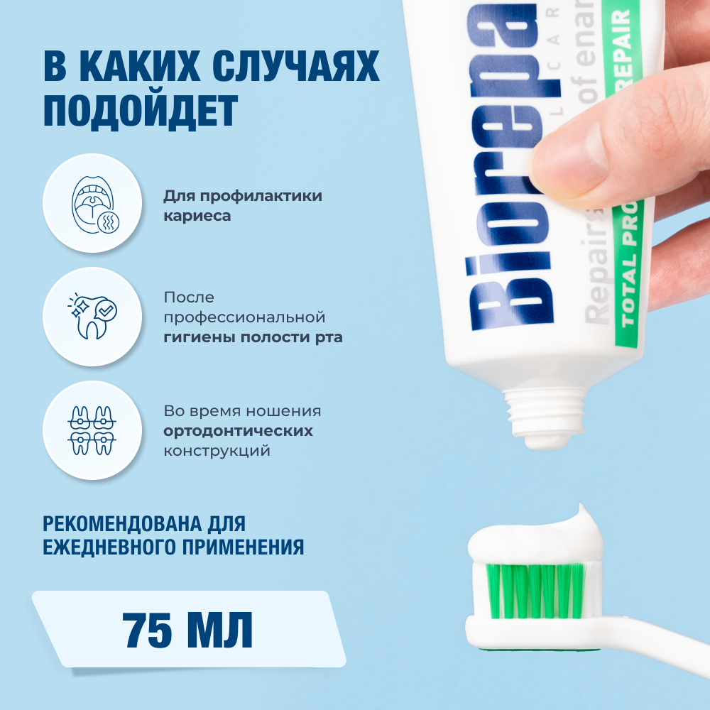 Зубная паста Biorepair без фтора мята - фото 3
