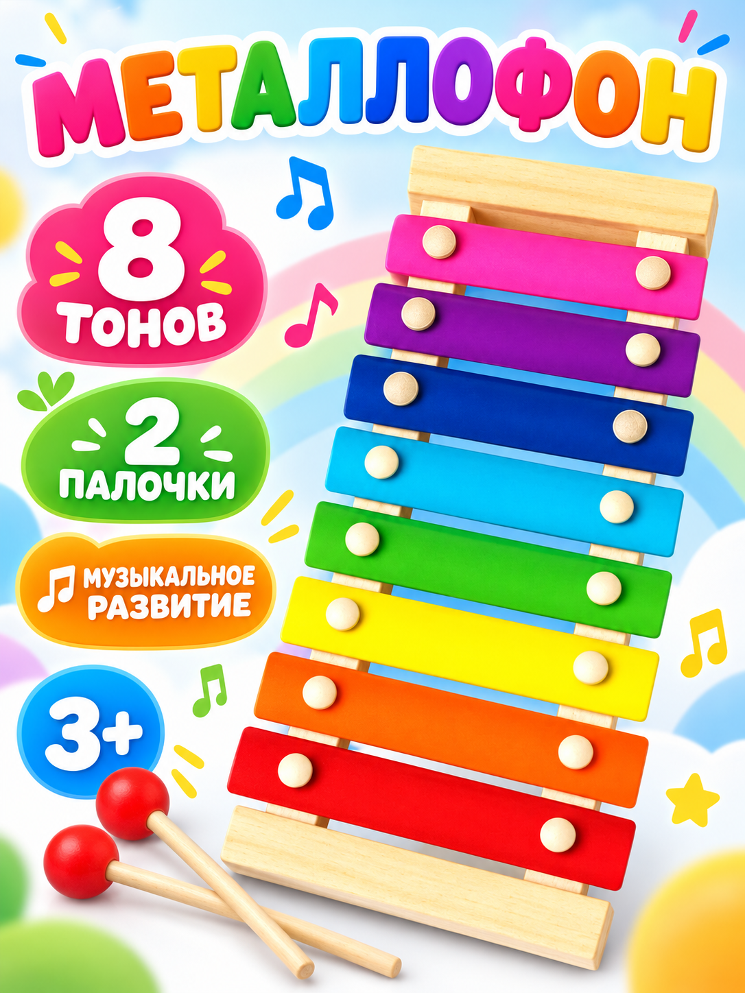 Игрушка музыкальная Лесная мастерская металлофон - фото 1