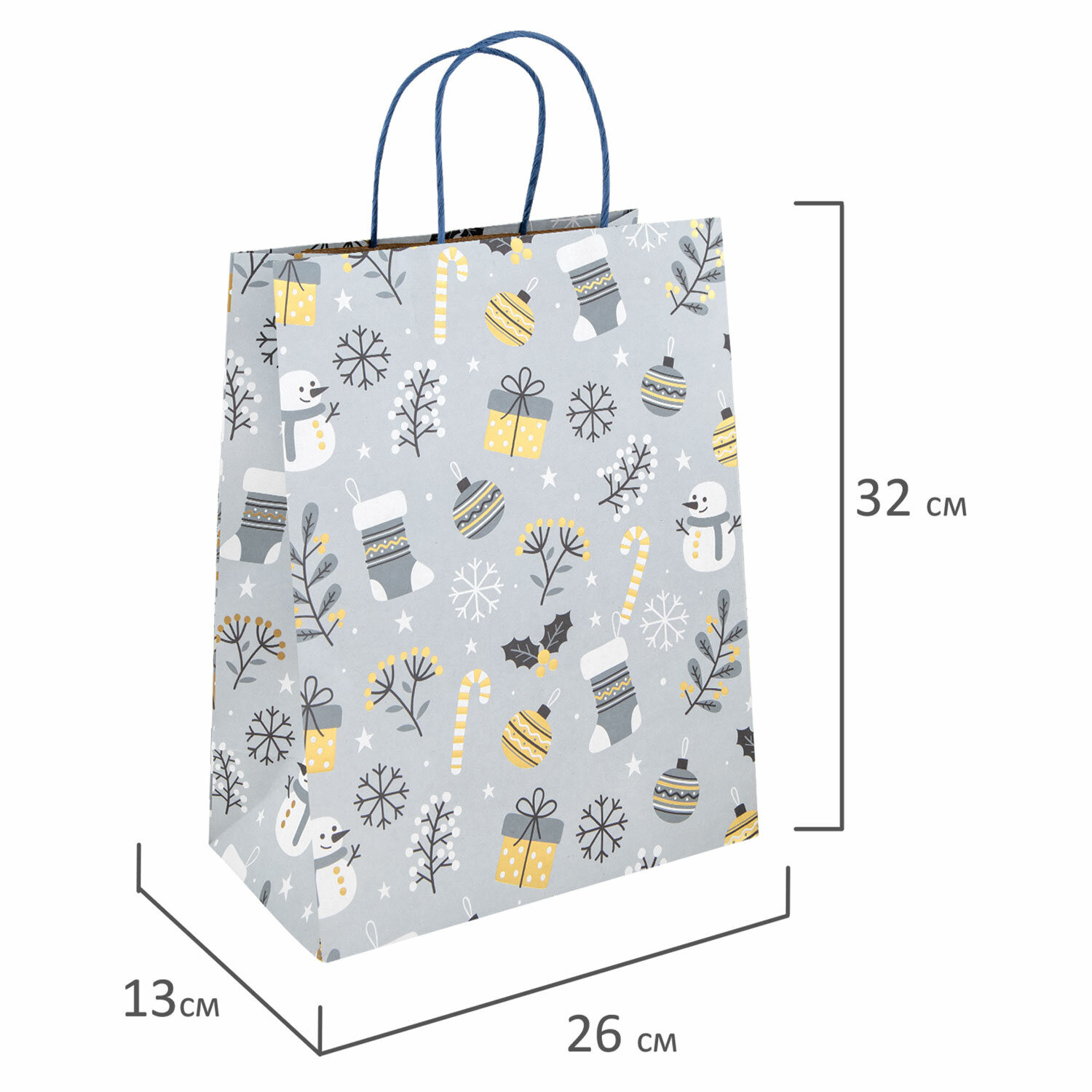 Пакеты новогодние подарочные Золотая сказка набор 4 штуки Kraft Large - фото 12