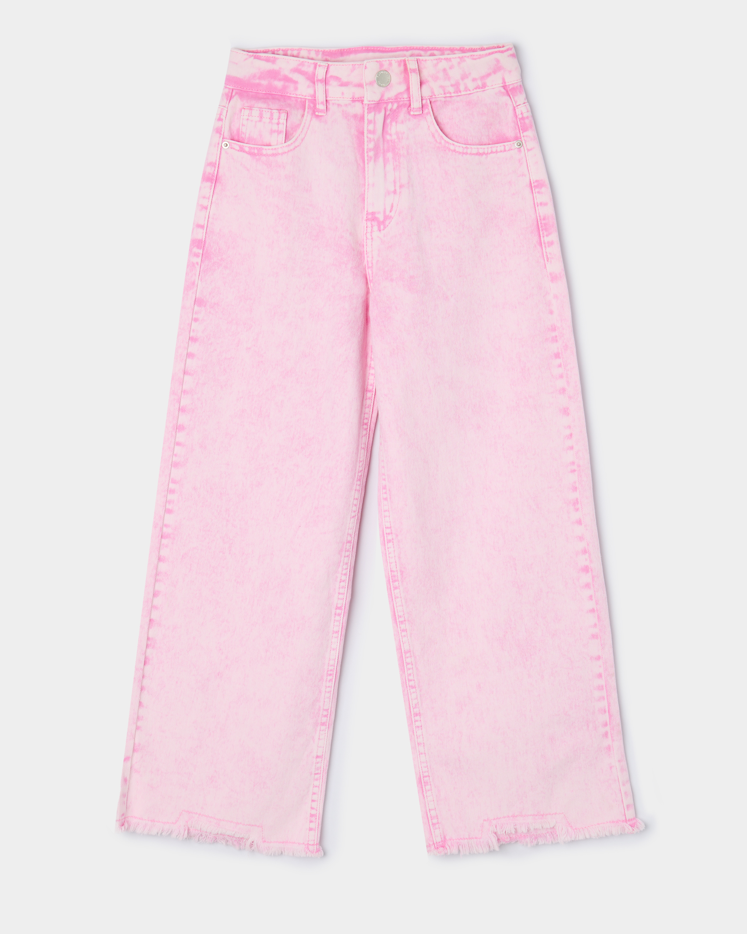Изображение товара Женские широкие джинсы Futurino 152 розовые с бахромой для девочек