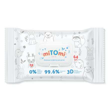 Влажные салфетки miTOmi 4 упак. 64 шт.