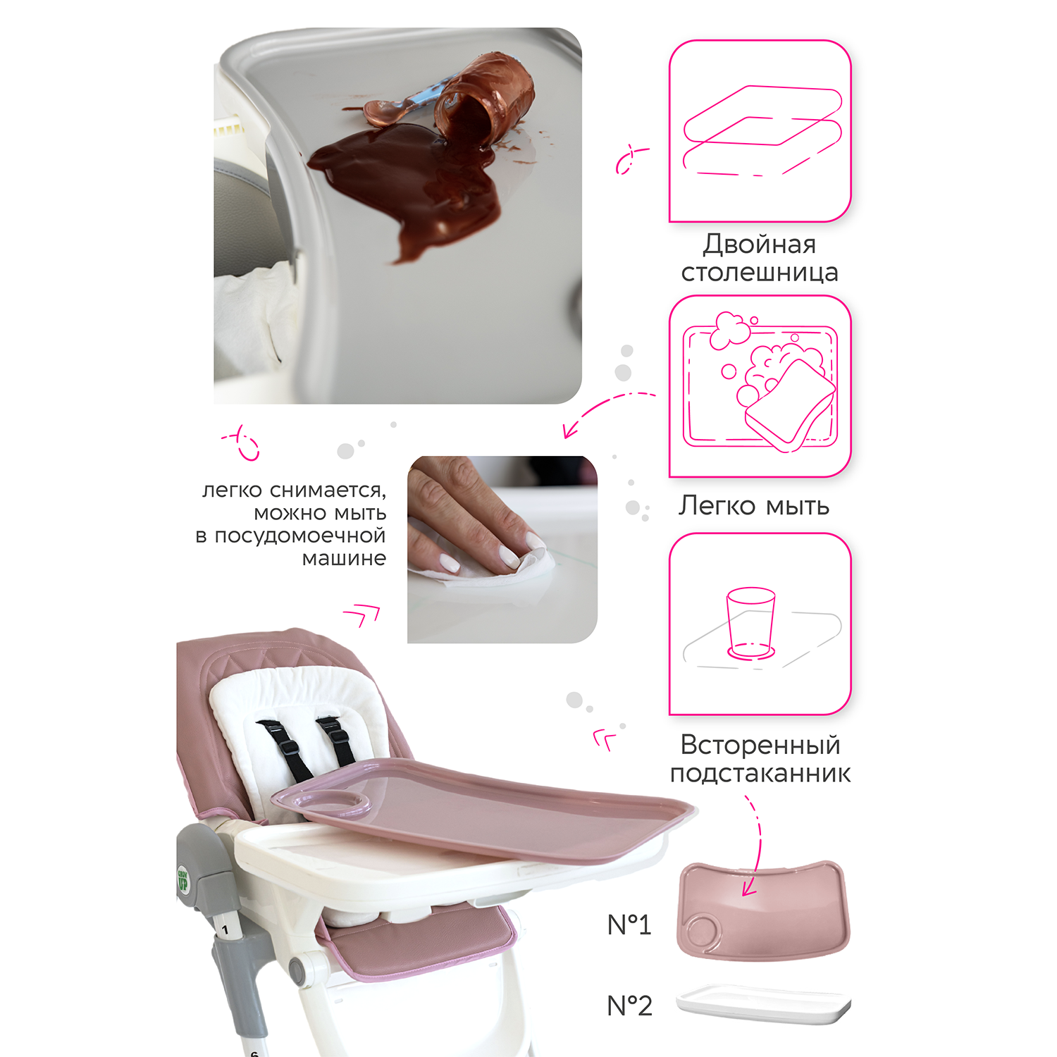 Стульчик для кормления Grown Up Baby High Chair трансформер - фото 9